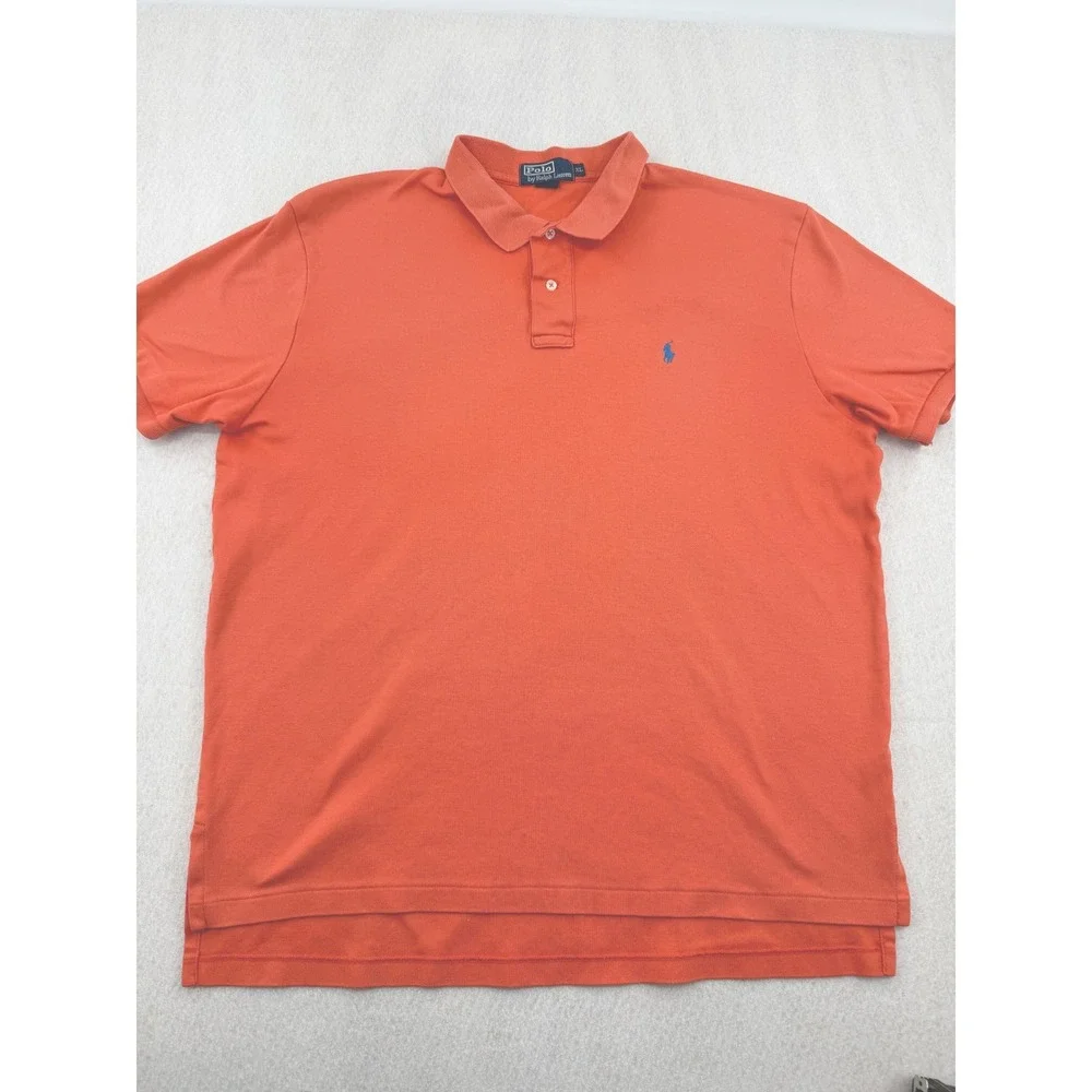 Polo Ralph Lauren Mens XL Short Sleeve Soft Cotton Polo Orange Preppy Casual